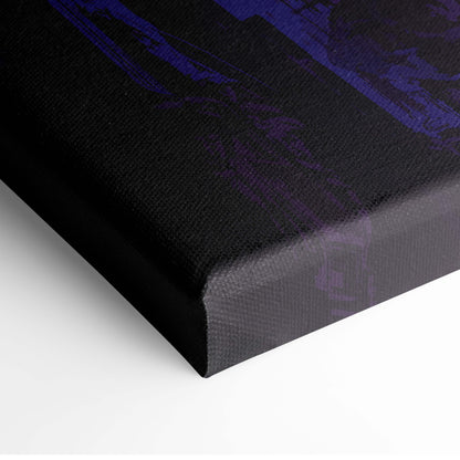 Black canvas print featuring abstract purple brushstroke design for dark fantasy demon sorcerer wall art decor