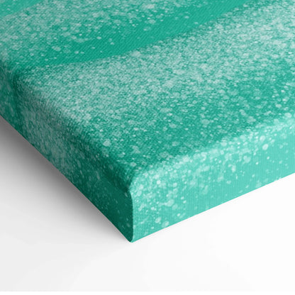 Teal canvas print with speckled white pattern, minimalist dunes and ocean waves