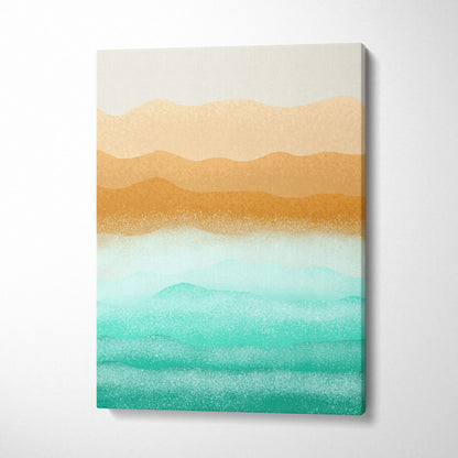 Abstract watercolor dunes and ocean waves canvas art in orange teal