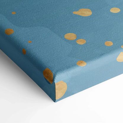 Blue teal watercolor gradient canvas with gold confetti accents