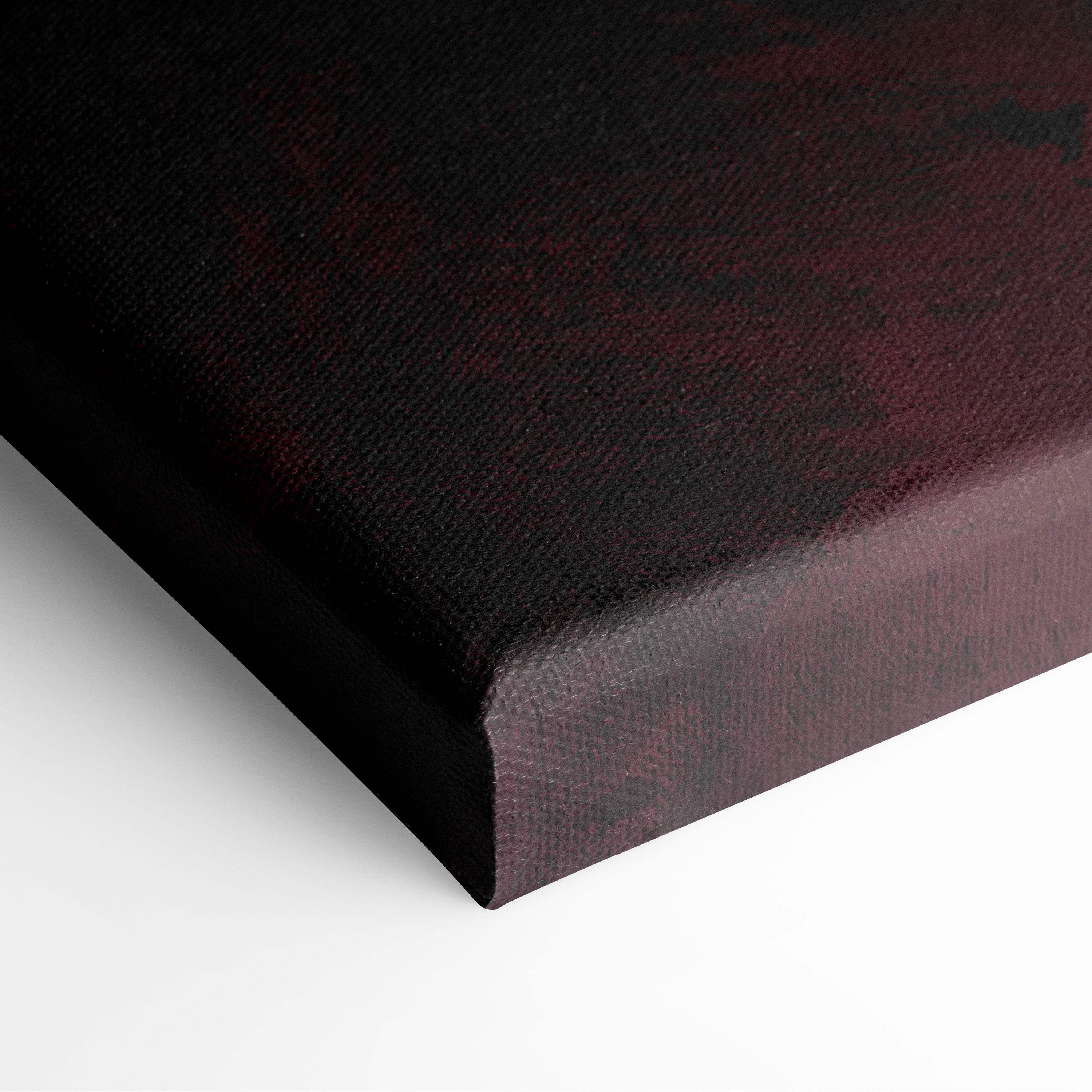 Crimson samurai shadows canvas art with black and maroon textured gradient featuring dark fantasy warrior design