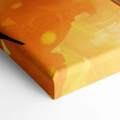 Infernal ritual canvas art featuring orange and yellow textured brushstrokes of a fiery portal hellscape decor