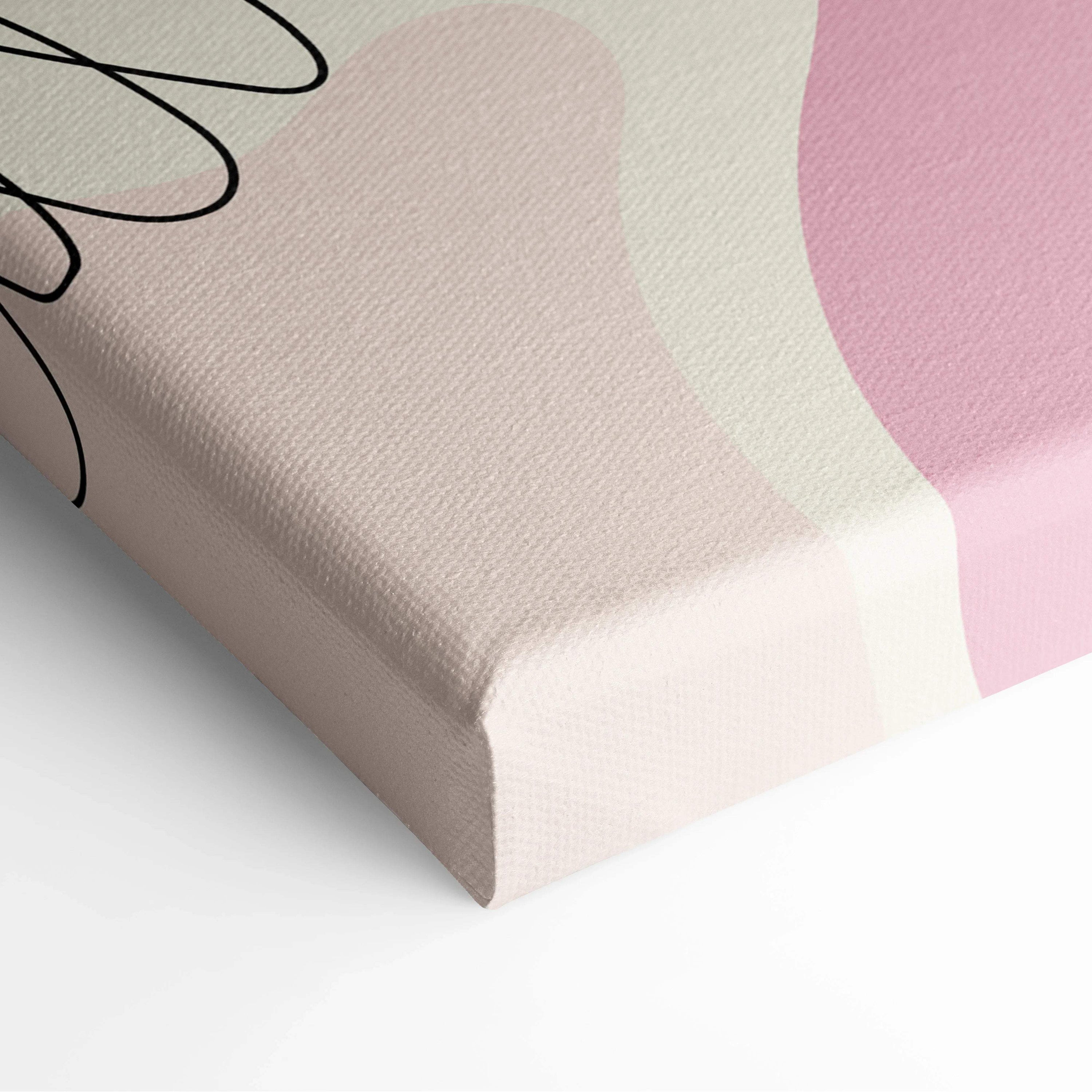 Modern minimalist daisy canvas wall art in pastel blush beige pink