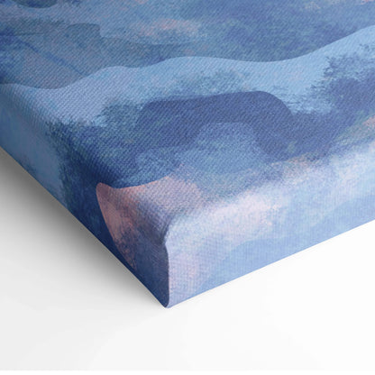 Dreamy ocean sunset canvas in pastel pink, lavender, soft blue, golden yellow, navy watercolor gradients