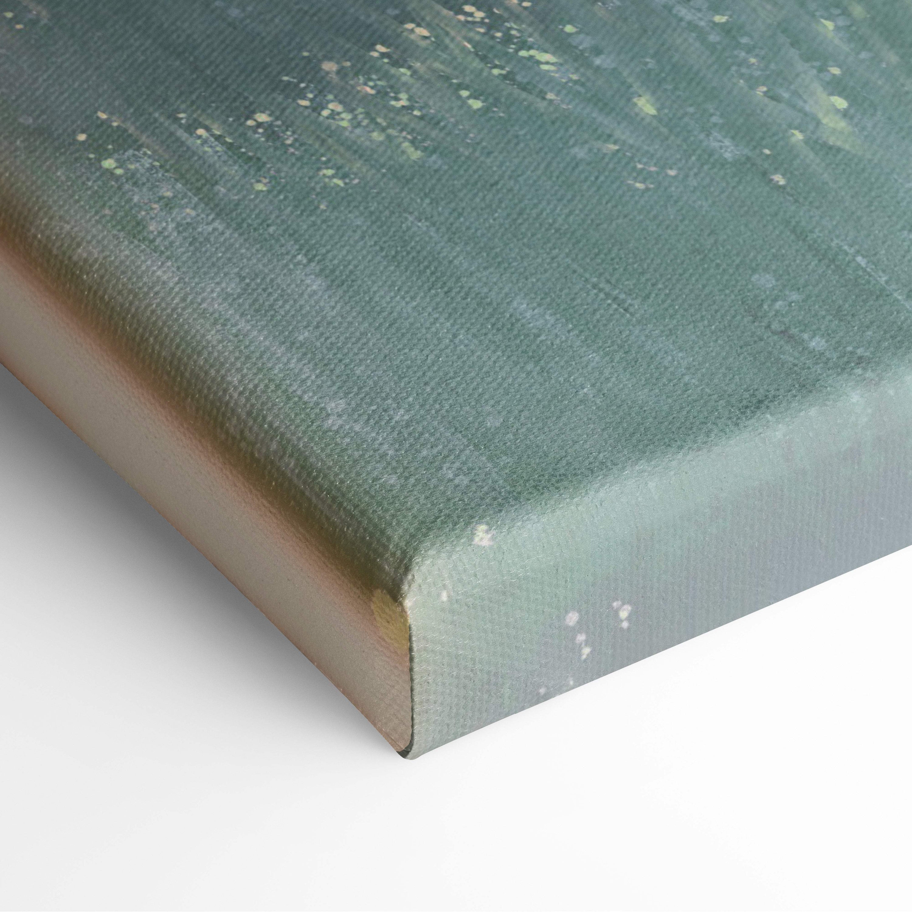 Contemporary ladder dreams textured canvas wall art in muted teal and green with white speckles for modern decor