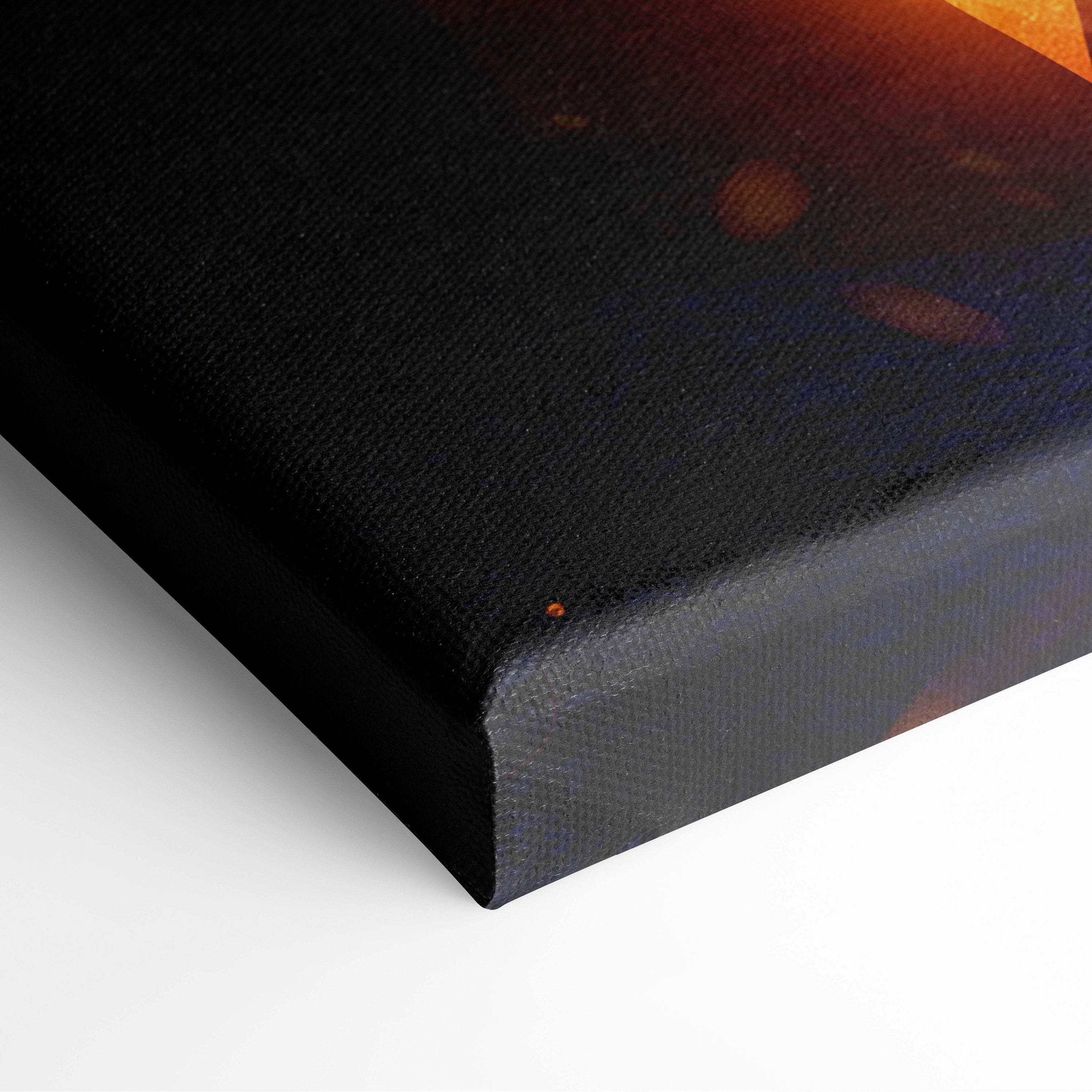 Black canvas print with textured surface and warm orange glow from hellfire archer dark fantasy warrior art