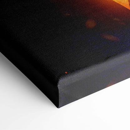 Black canvas print with textured surface and warm orange glow from hellfire archer dark fantasy warrior art