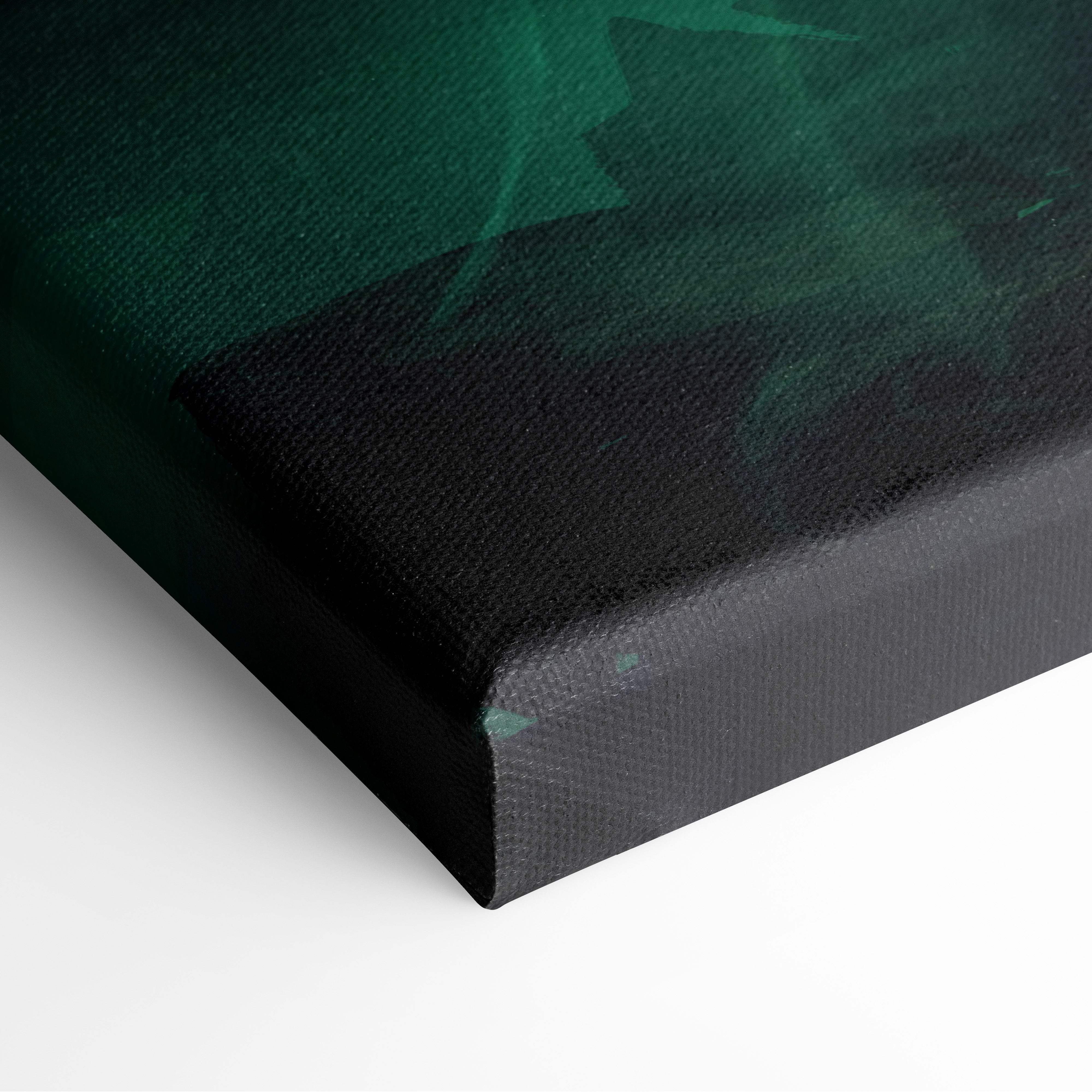 Black canvas wall art with textured abstract watercolor design in deep green for ancient egyptian sorceress decor