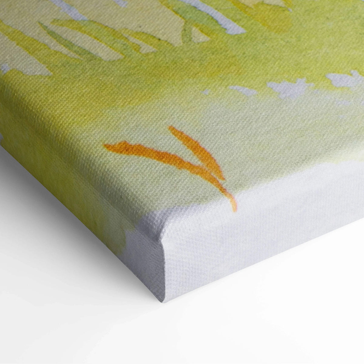 Watercolor birch forest canvas art with soft yellow orange autumn foliage