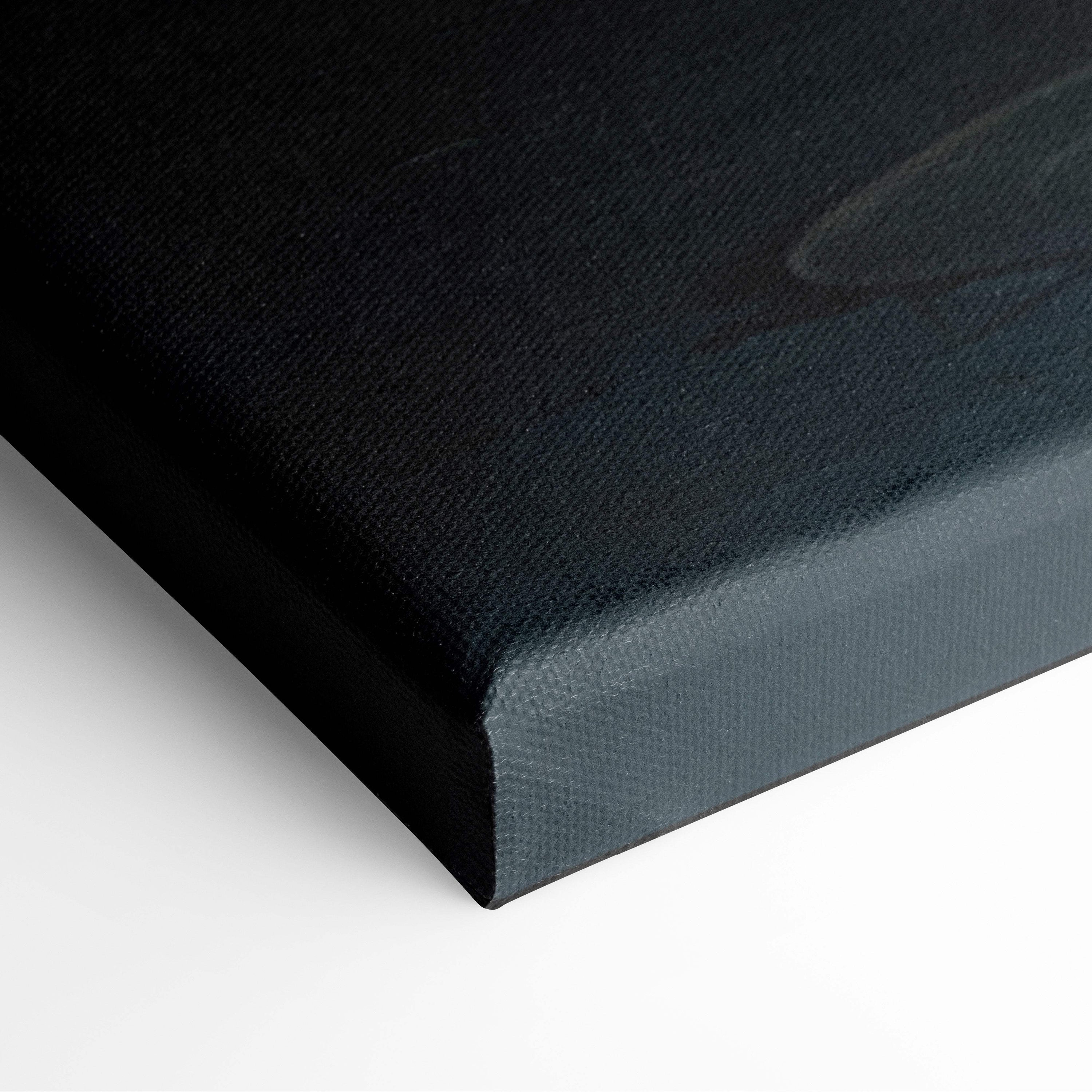 Black canvas print with textured surface and raised edges featuring night japanese city anime street scene in dark blue
