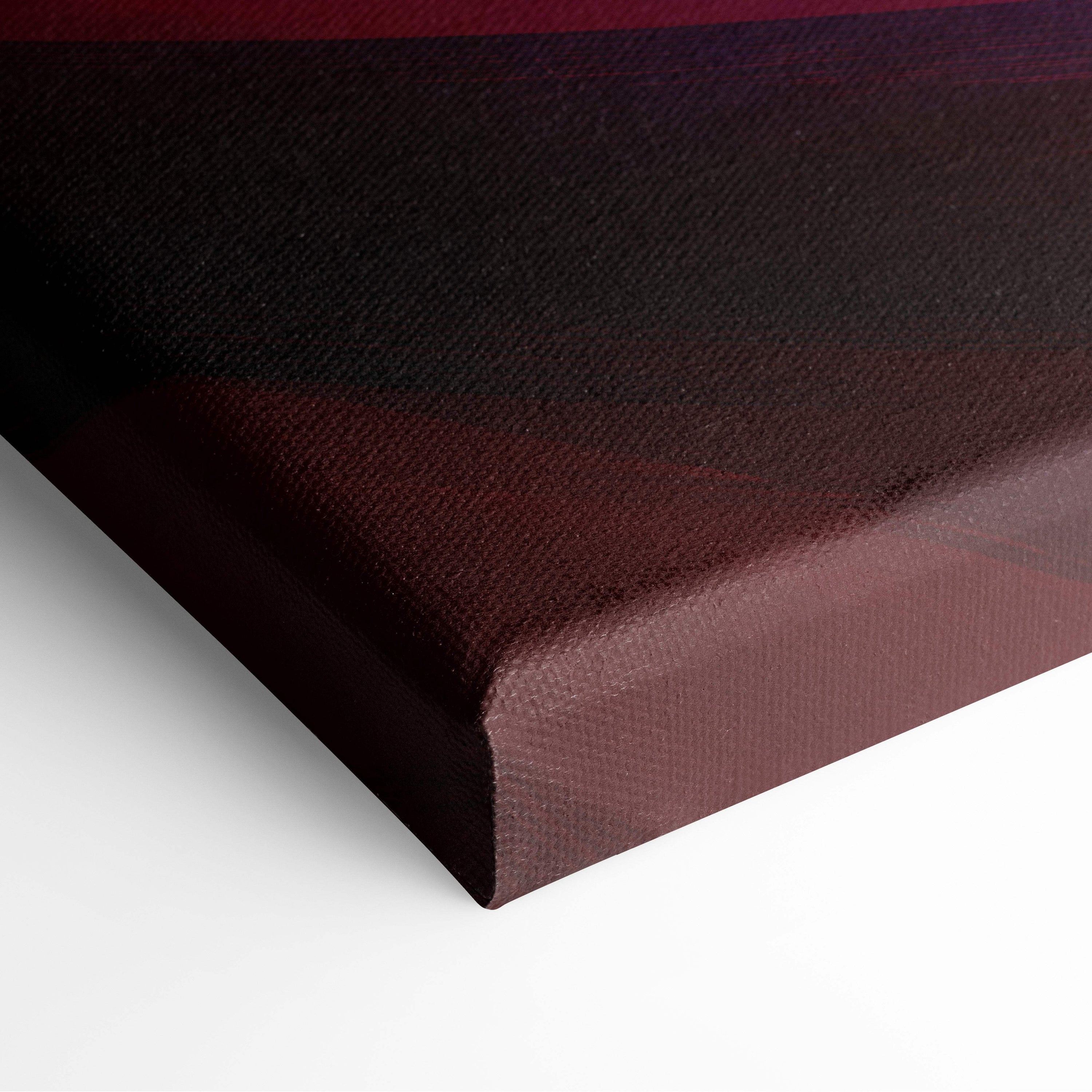 A deep burgundy woven canvas print featuring neon lightning superhero with vibrant pink blue glow in a futuristic cityscape