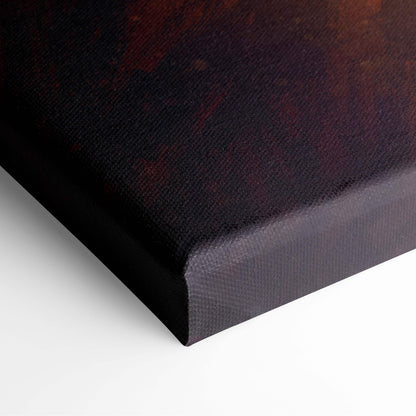 Dreamy sunset freedom black canvas print with textured surface and reddish-brown abstract patterns wall art