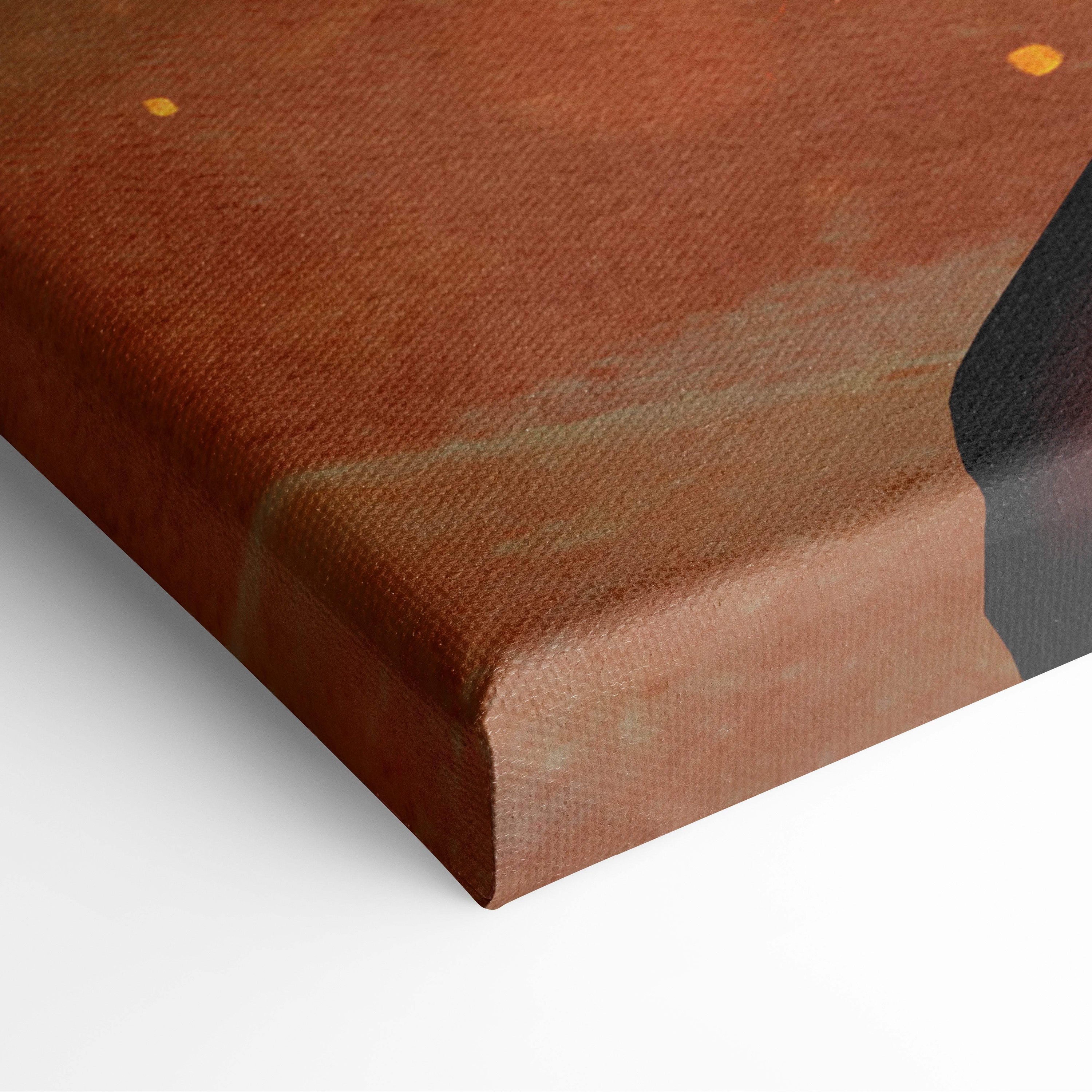 Brown canvas print with textured surface and subtle golden accents from epic angel warrior fantasy wall art