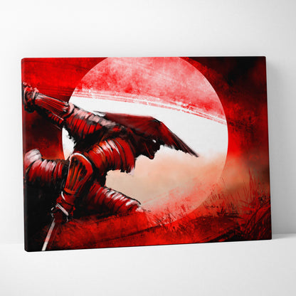 Red and black armored samurai warrior with wings on canvas print black japanese warrior wall art decor