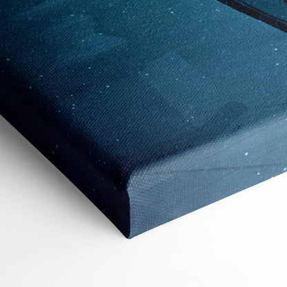 Deep teal canvas print with subtle speckled texture showing the corner of fallen angel of judgment gothic art