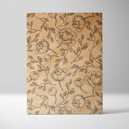 Vintage floral peonies and vines on kraft notebook cover