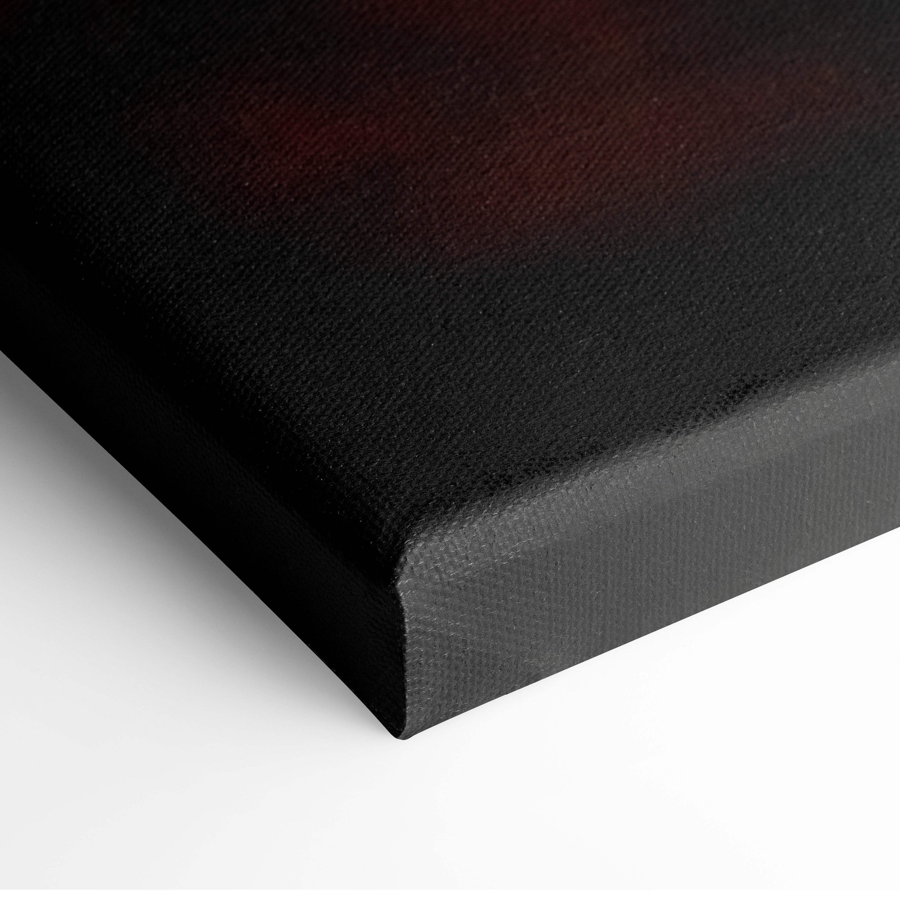 Black canvas print with textured surface and deep red gradient in red moon samurai fantasy warrior wall art