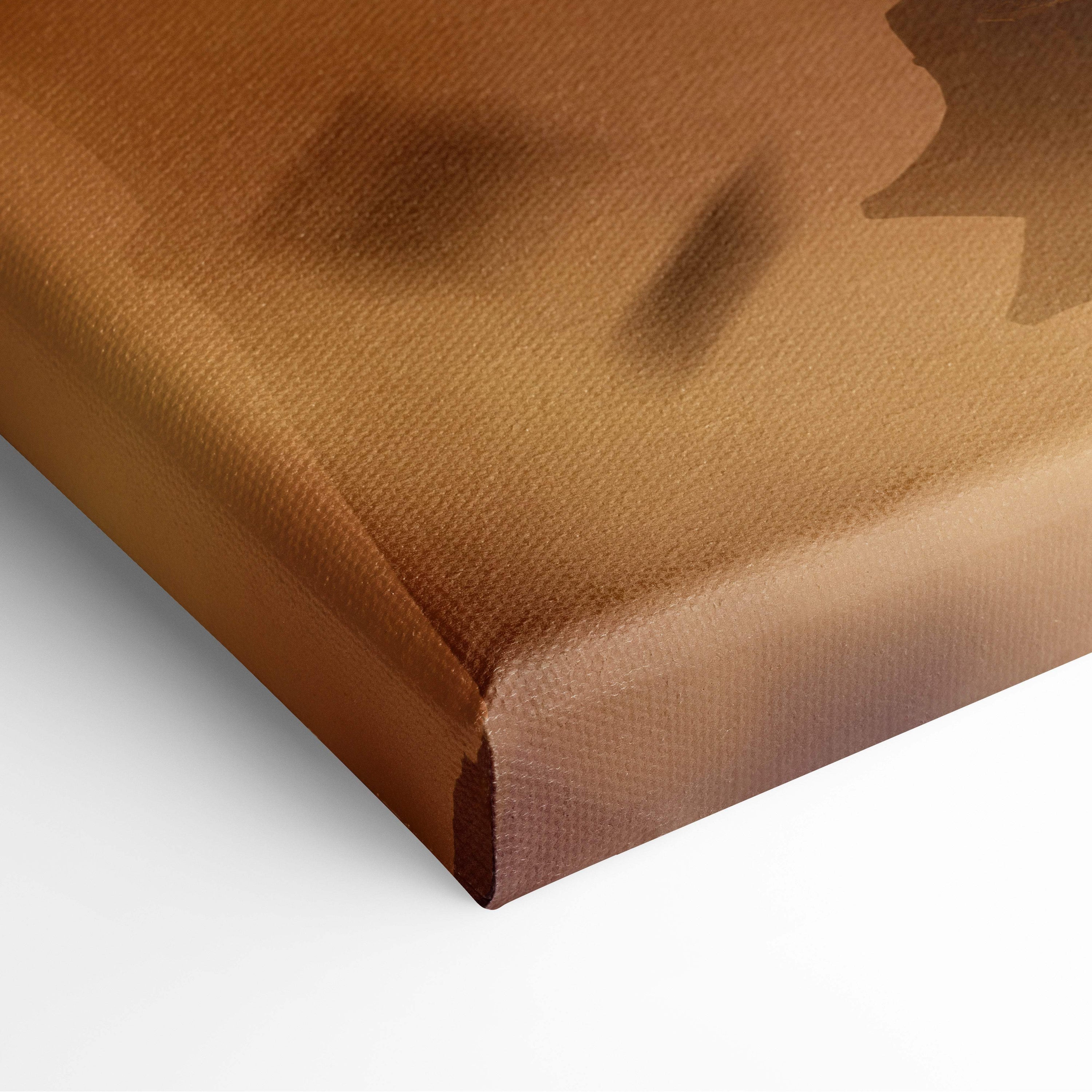 Medieval knight cathedral canvas wall art featuring a brown textured canvas print with subtle shadowed golden sepia gothic design