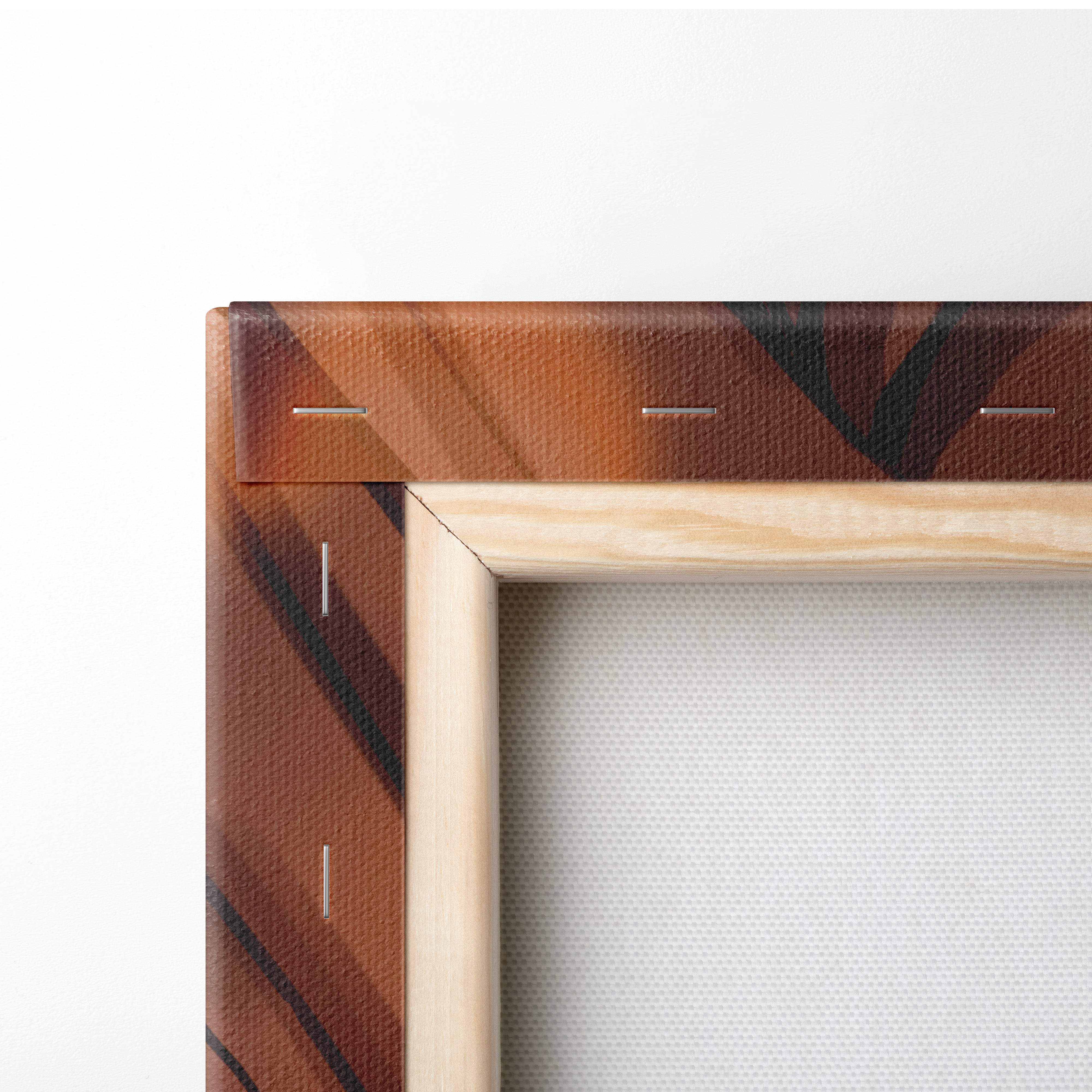 Light-colored wooden frame canvas wall art print with abstract brown and black pattern for modern gaming room decor