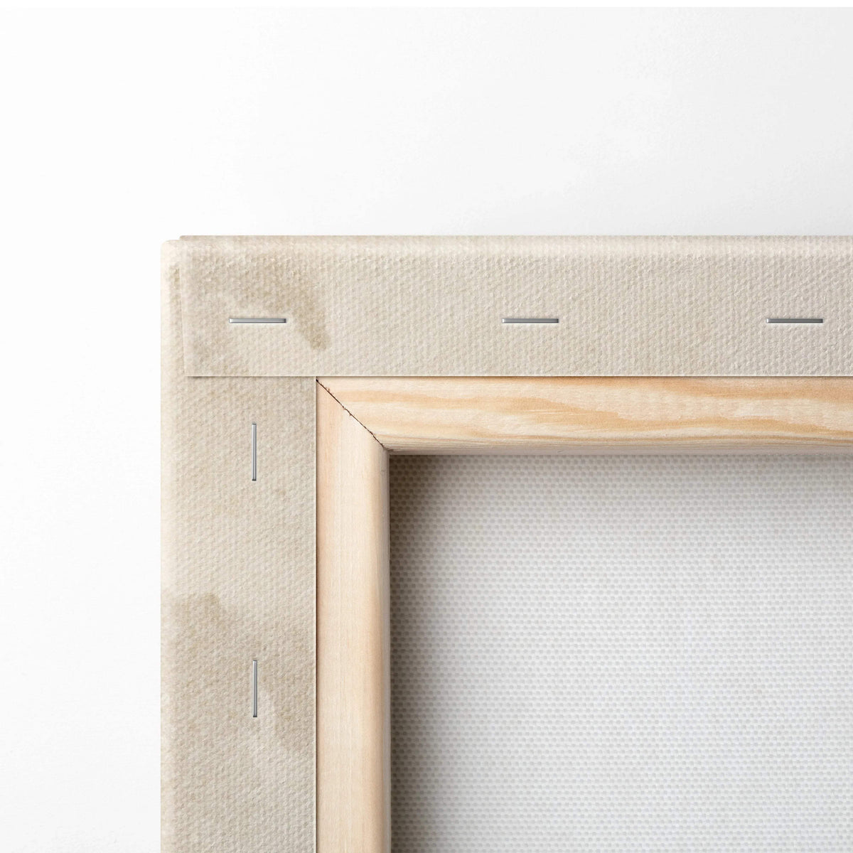 Minimalist beige watercolor abstract canvas in cream taupe tones, light wood frame