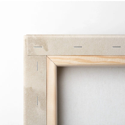 Minimalist beige watercolor abstract canvas in cream taupe tones, light wood frame