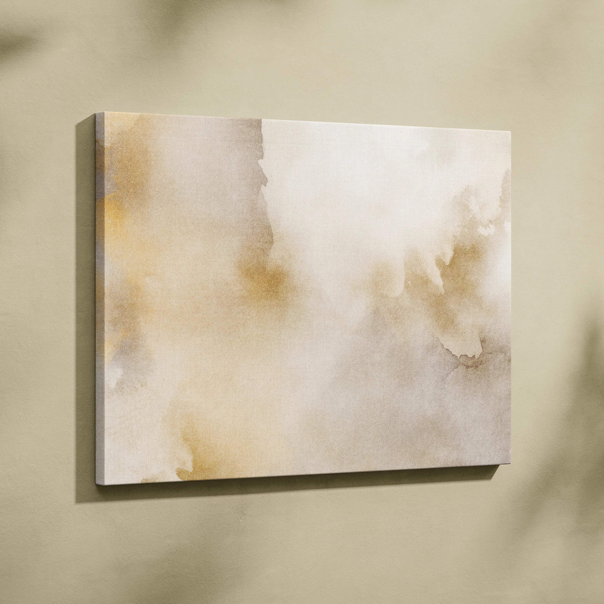 Minimalist beige watercolor abstract canvas wall art in cream taupe tones