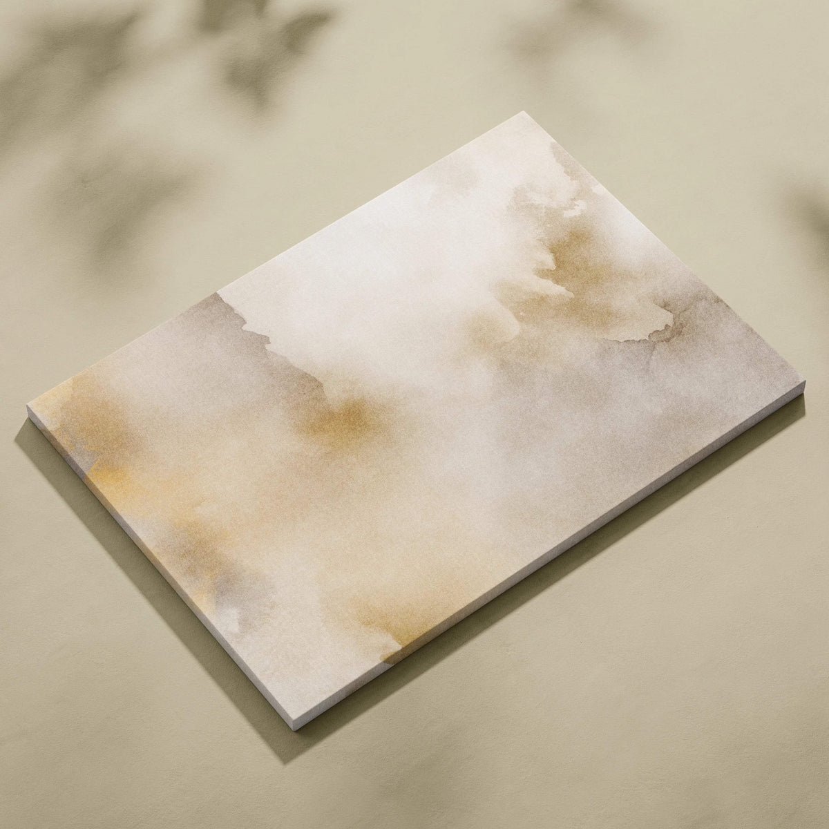Minimalist beige watercolor abstract canvas wall art in cream taupe tones