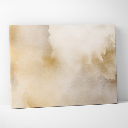 Minimalist beige watercolor abstract canvas art in cream and taupe tones