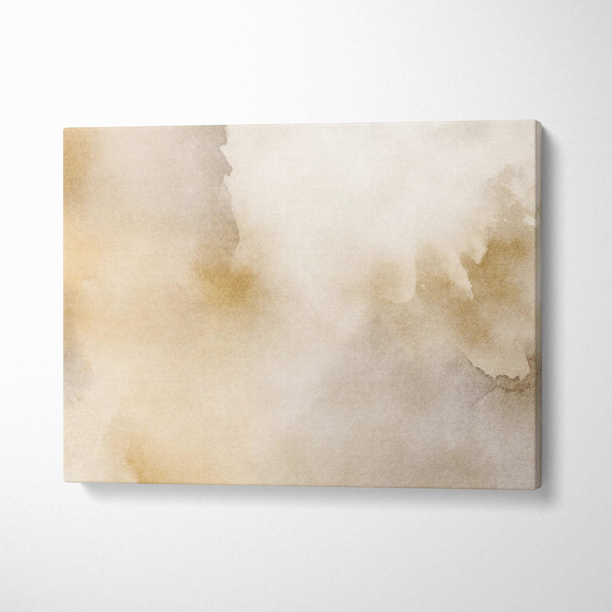 Minimalist beige watercolor abstract canvas art in cream taupe tones