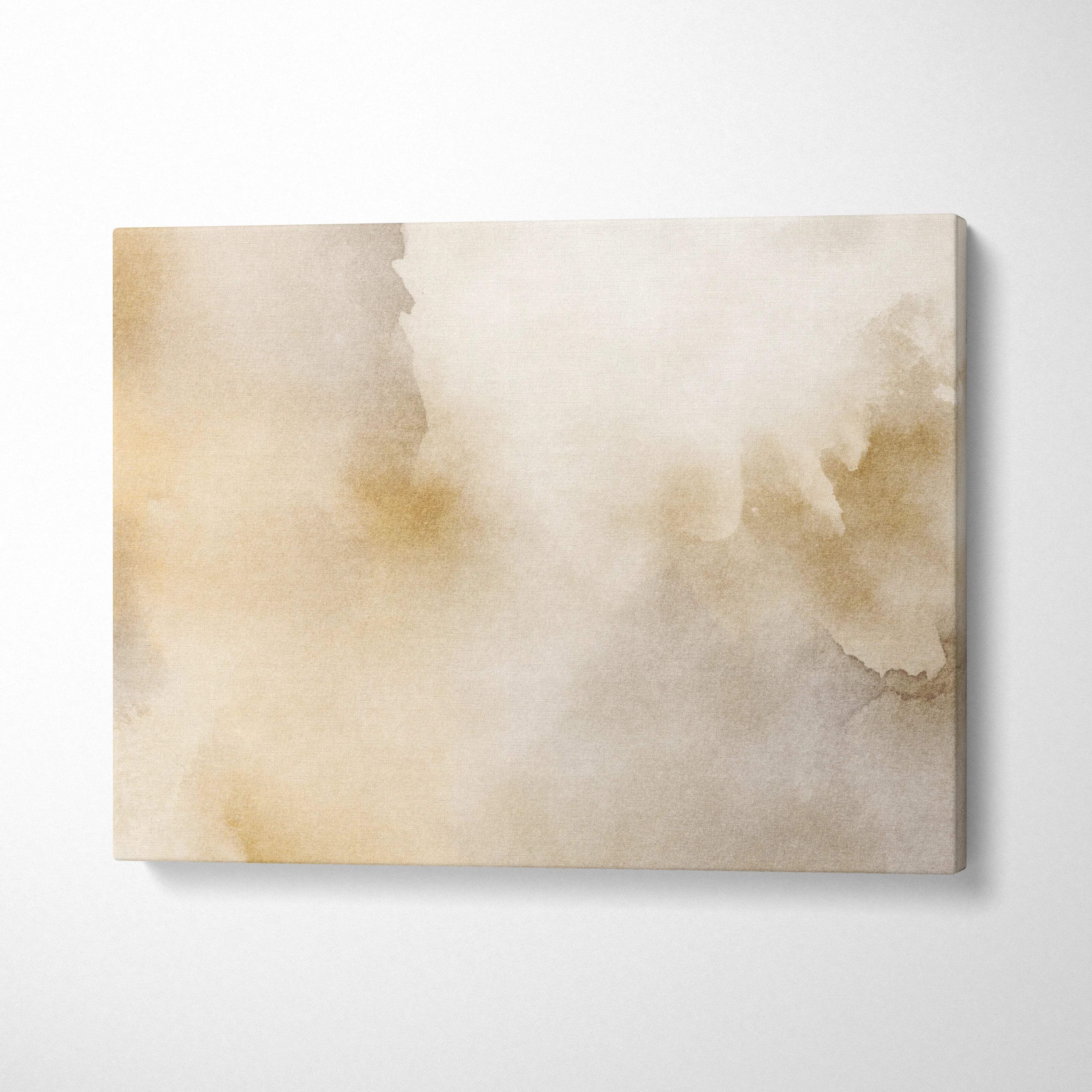 Minimalist beige watercolor abstract canvas art in cream taupe tones