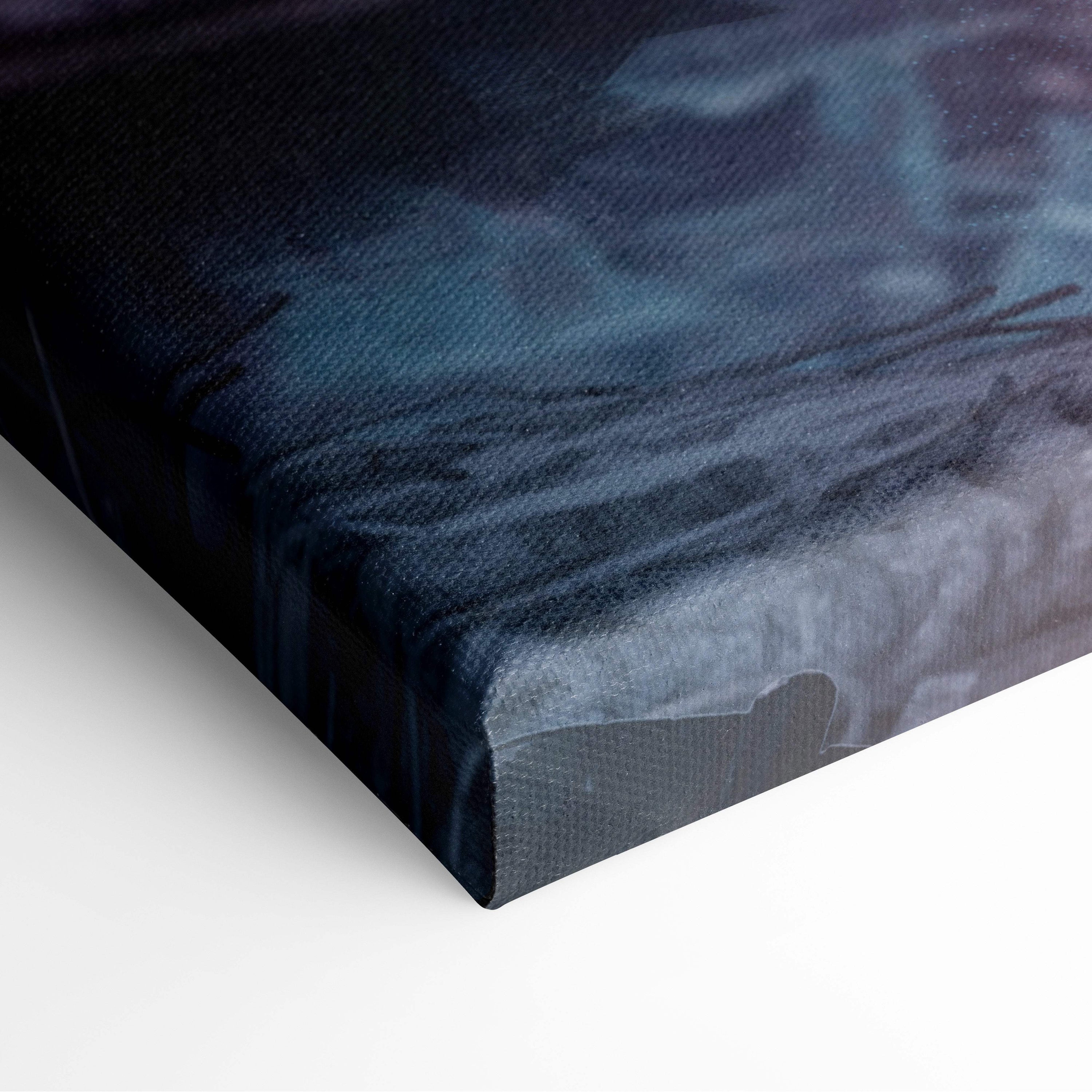 Dark gothic violinist canvas art featuring dark blue textured abstract swirls of navy and teal on canvas print