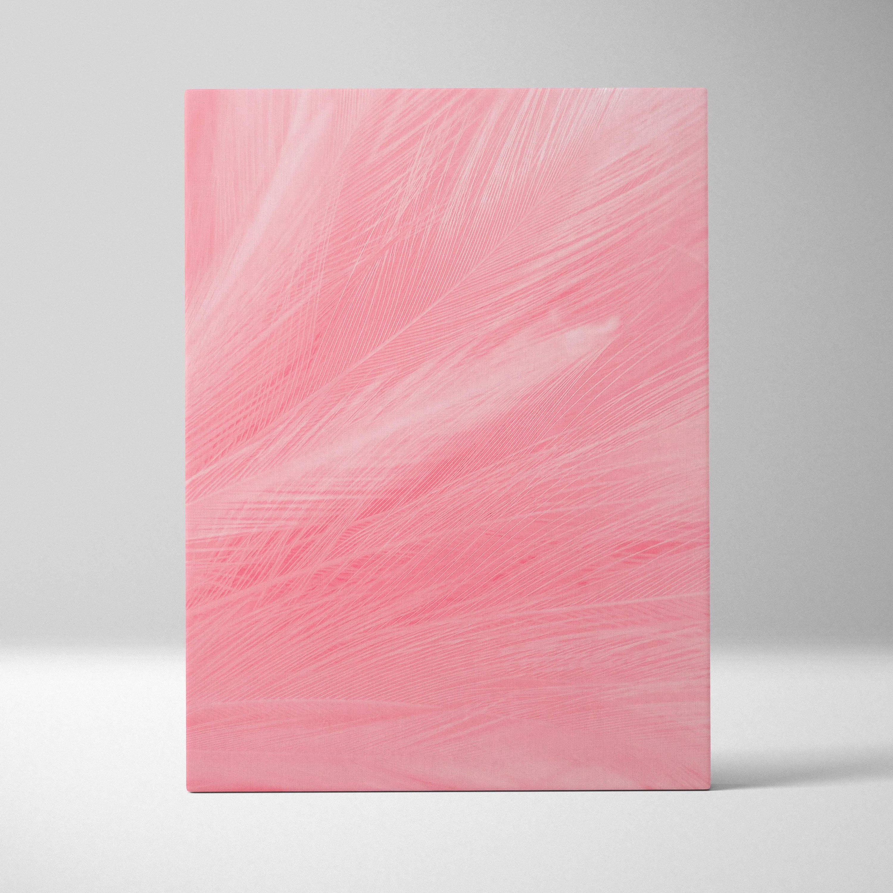 Soft pink feather texture canvas wall art in pastel blush tones