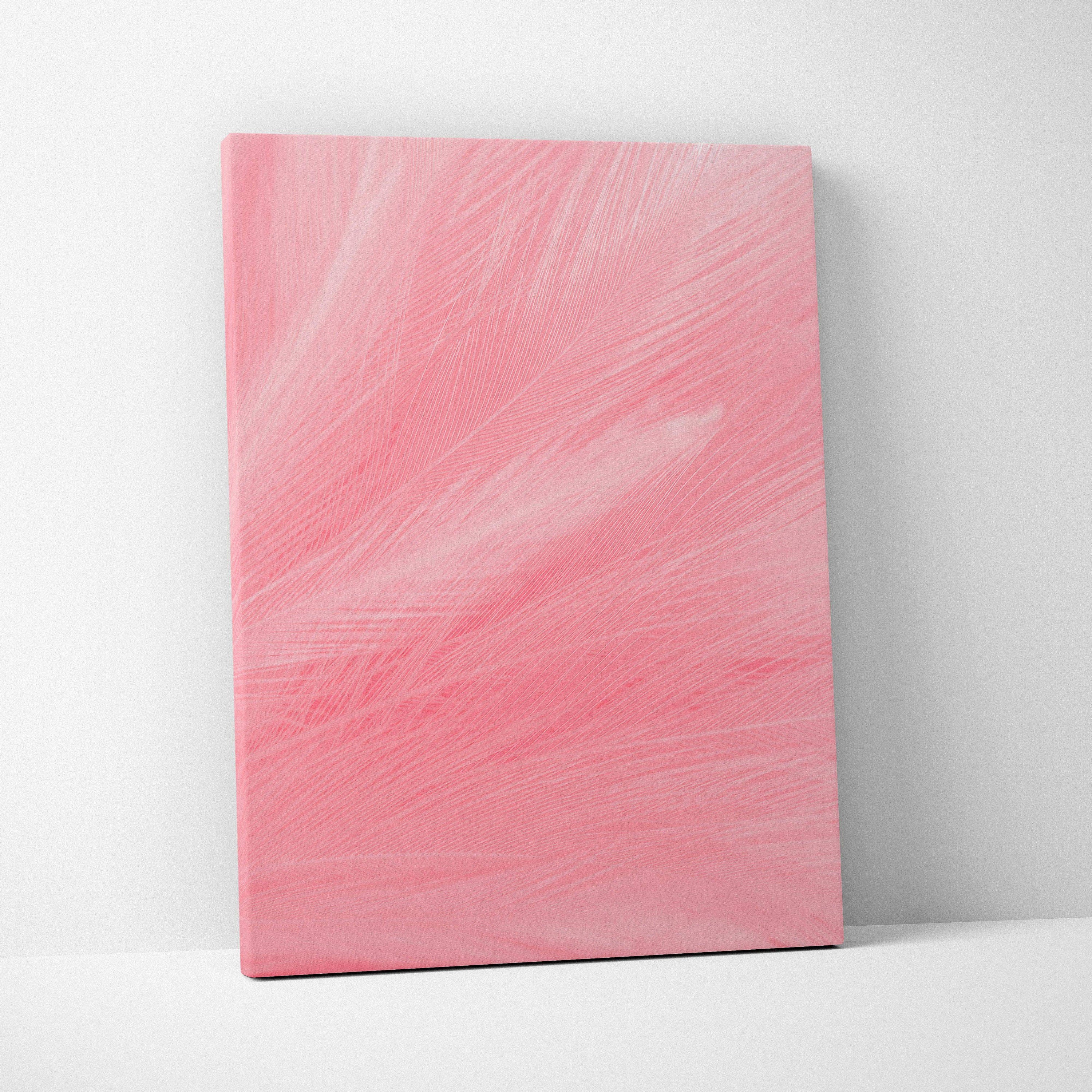 Soft pink feather texture abstract canvas wall art in blush tones