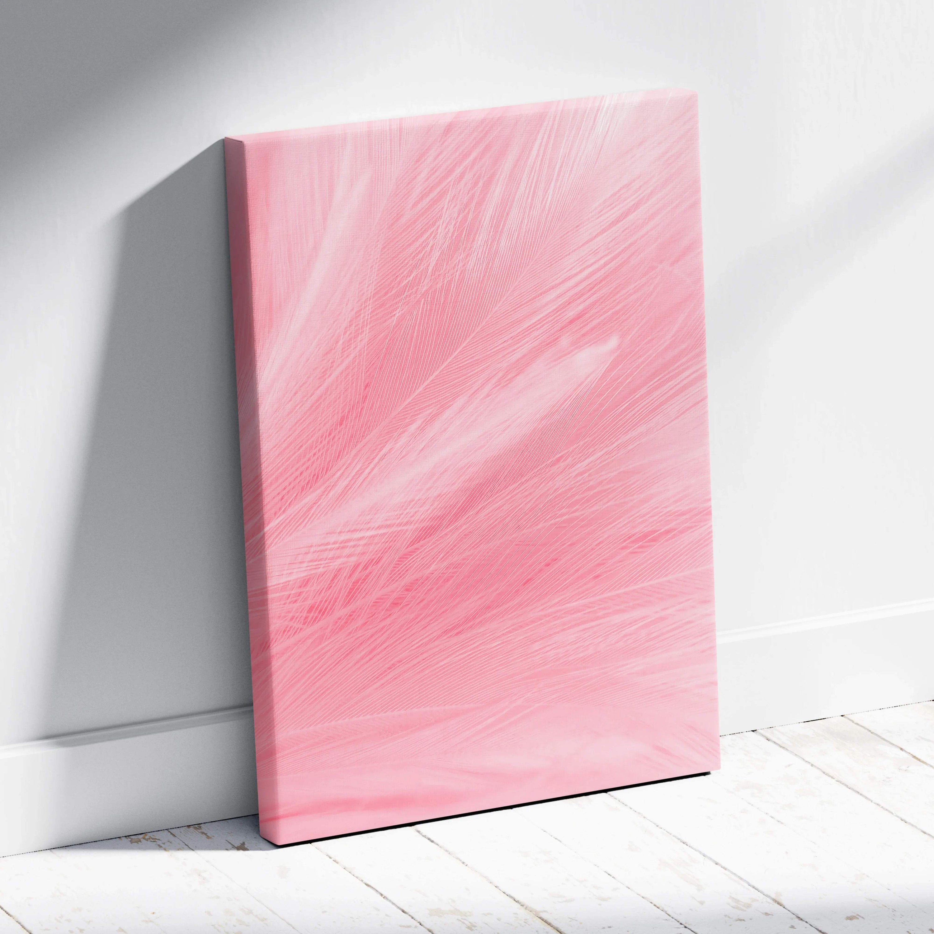 Soft pink feather texture canvas wall art in pastel blush tones