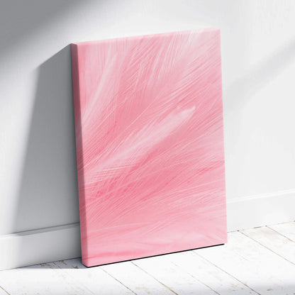 Soft pink feather texture canvas wall art in pastel blush tones