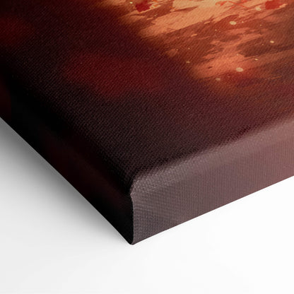 Canvas print with textured surface showing abstract deep reds and warm oranges from autumn spirit dragon art