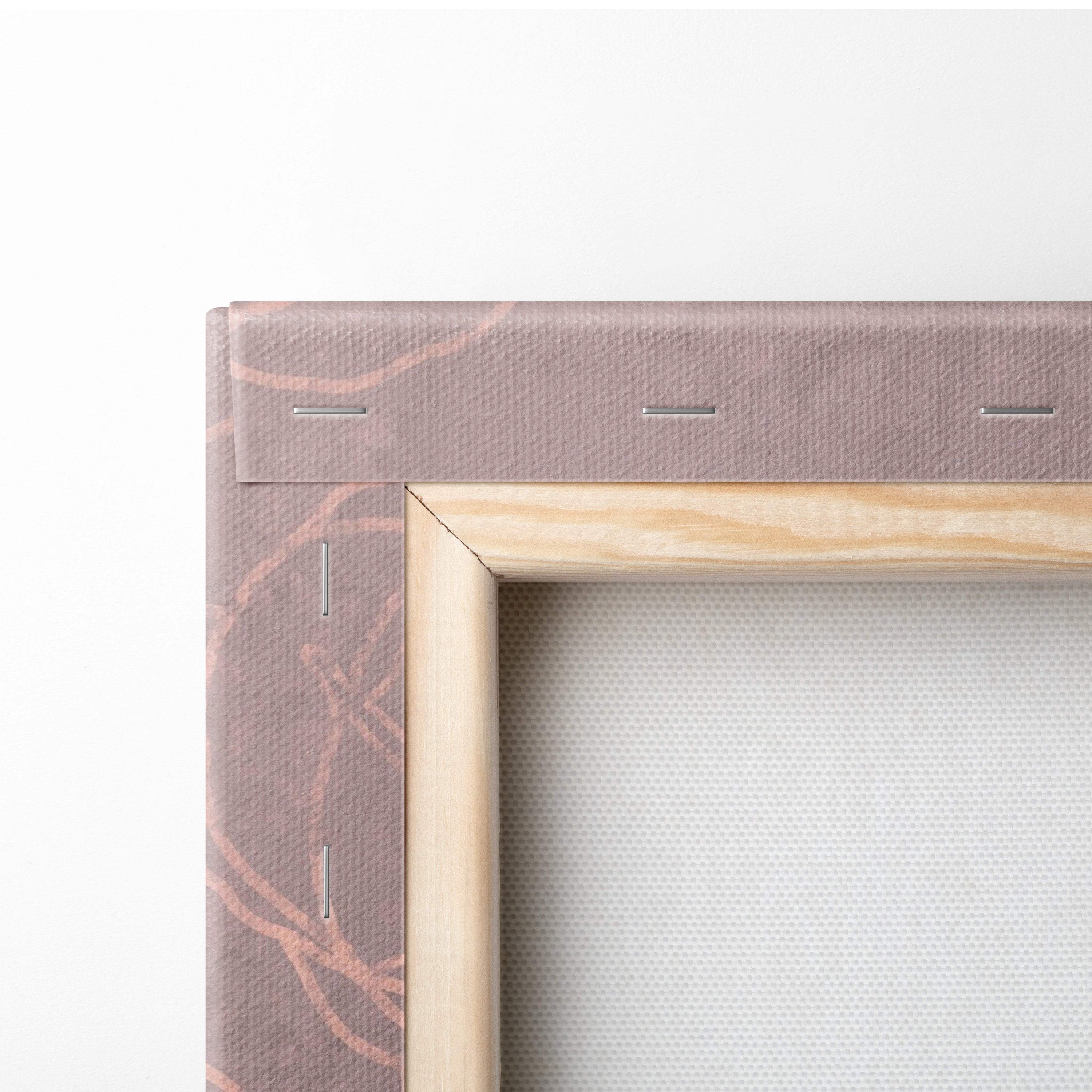 Contemporary rose woman canvas wall art with light wood frame textured mauve canvas and subtle pink veining for bedroom decor