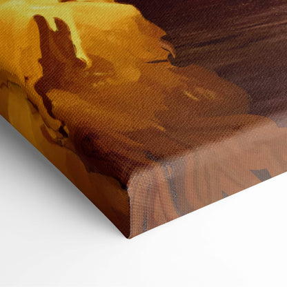 Dark assassin sorceress canvas art with textured brushstrokes in warm amber and deep brown tones for gothic fantasy decor