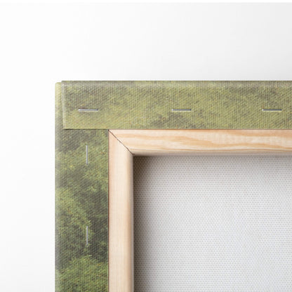 Inspirational work hard be kind canvas wall art with light wood frame and textured green forest edge for home or office decor