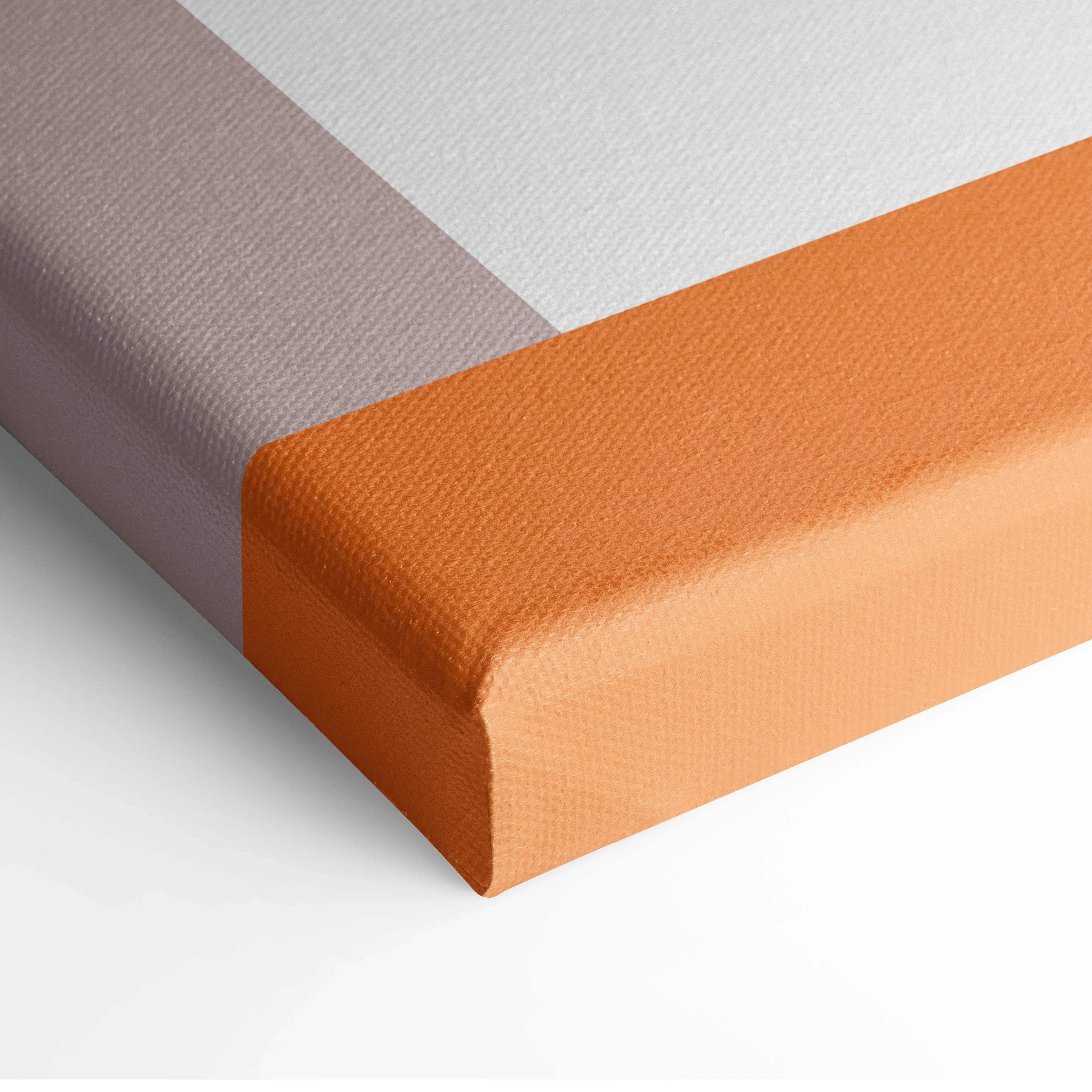 Orange gray textured gallery-wrapped abstract geometric canvas art