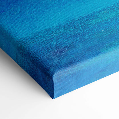 Blue gradient textured canvas art of dreamy floating island moonlight painting style wall art print