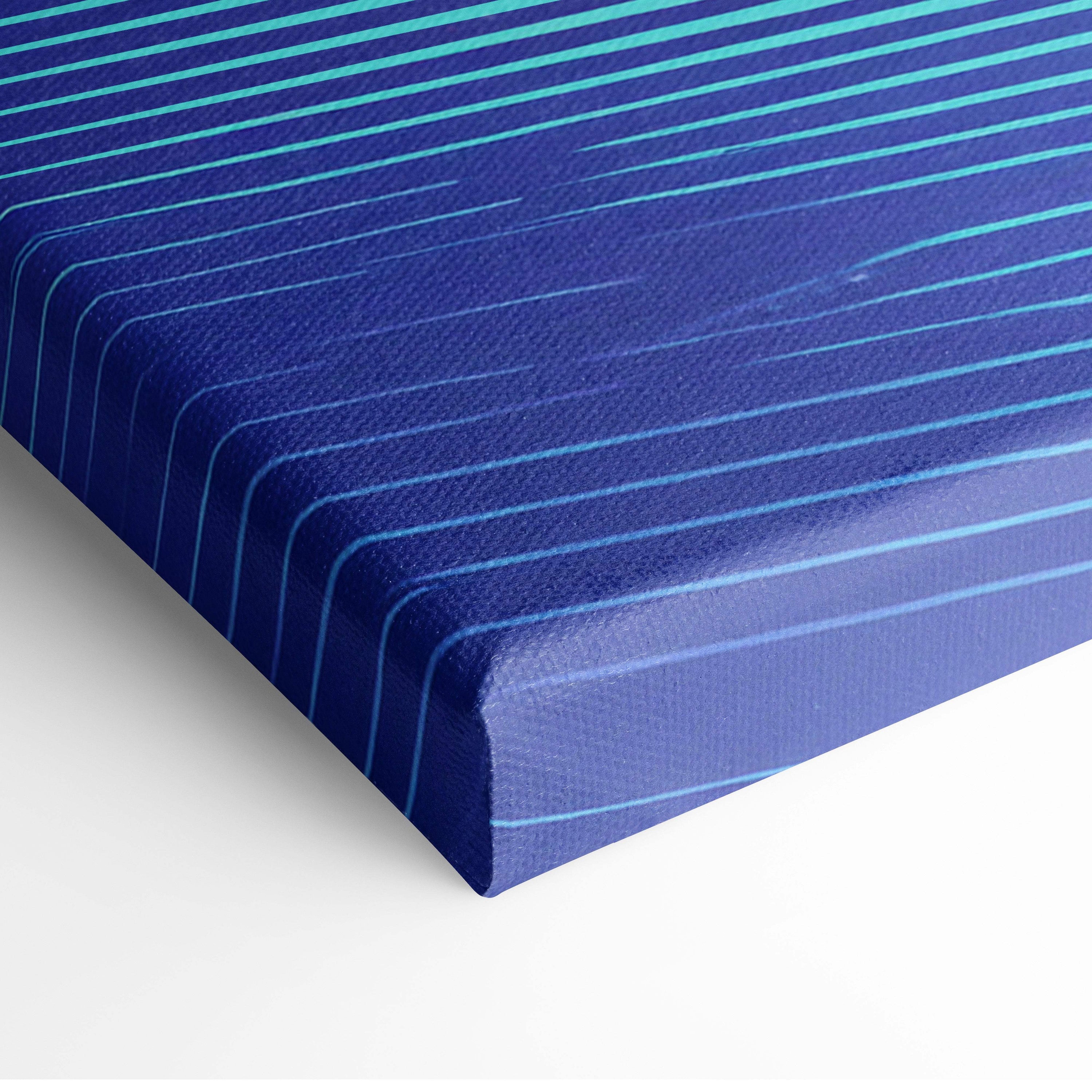 Deep blue canvas art print with light teal diagonal stripes for vaporwave pink jdm wrx sedan wall decor