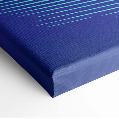 Deep blue canvas print with textured surface and light cyan diagonal stripes for vaporwave pink jdm s13 silvia car art
