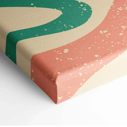 Retro abstract wave canvas print in teal coral mustard cream