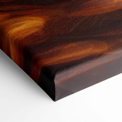 Epic angel warrior canvas art with swirling brown and amber gradients on high-quality textured fabric print