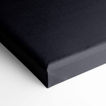 Black canvas print with textured woven surface and slightly raised edges motivational wall art for office gym or bedroom