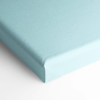 A light blue woven canvas with neatly folded edges for contemporary fist pen wall art in aqua minimal style