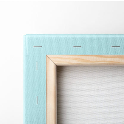 Contemporary fist with pen canvas wall art featuring light blue textured canvas and natural wood frame for modern office decor