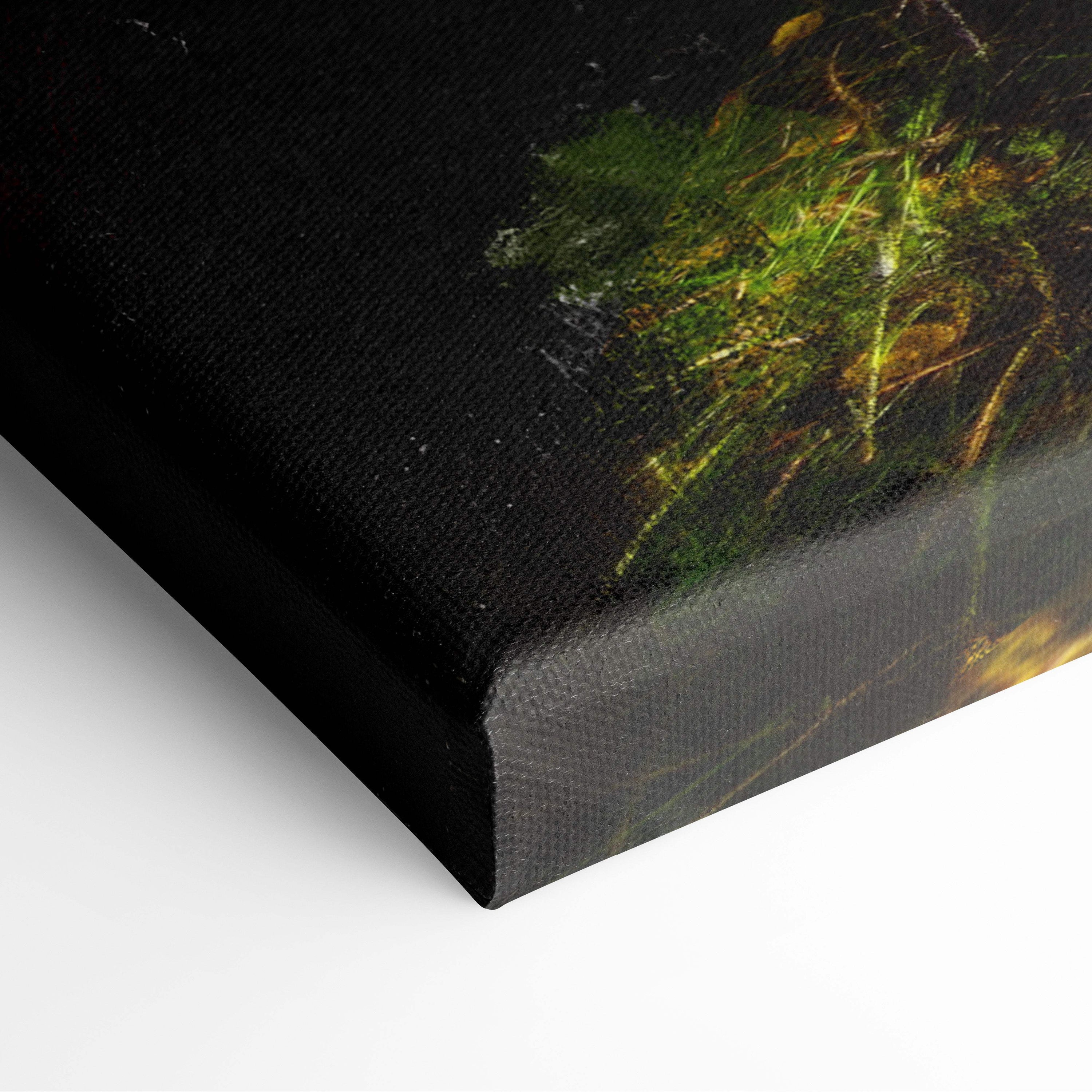 Black canvas print featuring textured green and brown grass for epic barbarian warrior dark fantasy illustration