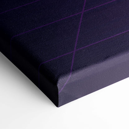 Dark navy canvas print with subtle purple grid lines vaporwave city skyline retrowave sunset wall decor